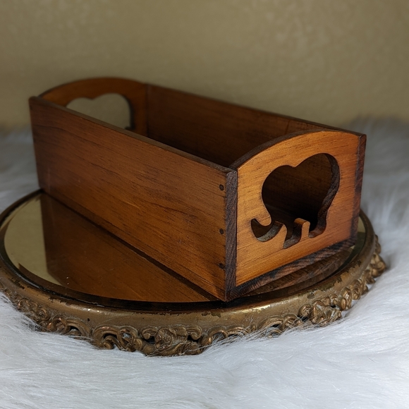 Hand Crafted Other - Wood Hand Made Vintage Shadow Box Shelf Primitive Cut Out Elephant